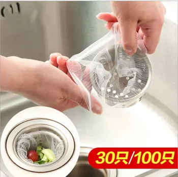 

30/100Pcs Disposable Garbage filter Bag For Kitchen Bathroom Trash Sink Strainers Hair trash Tools Shower Drain Sieve Net Bags