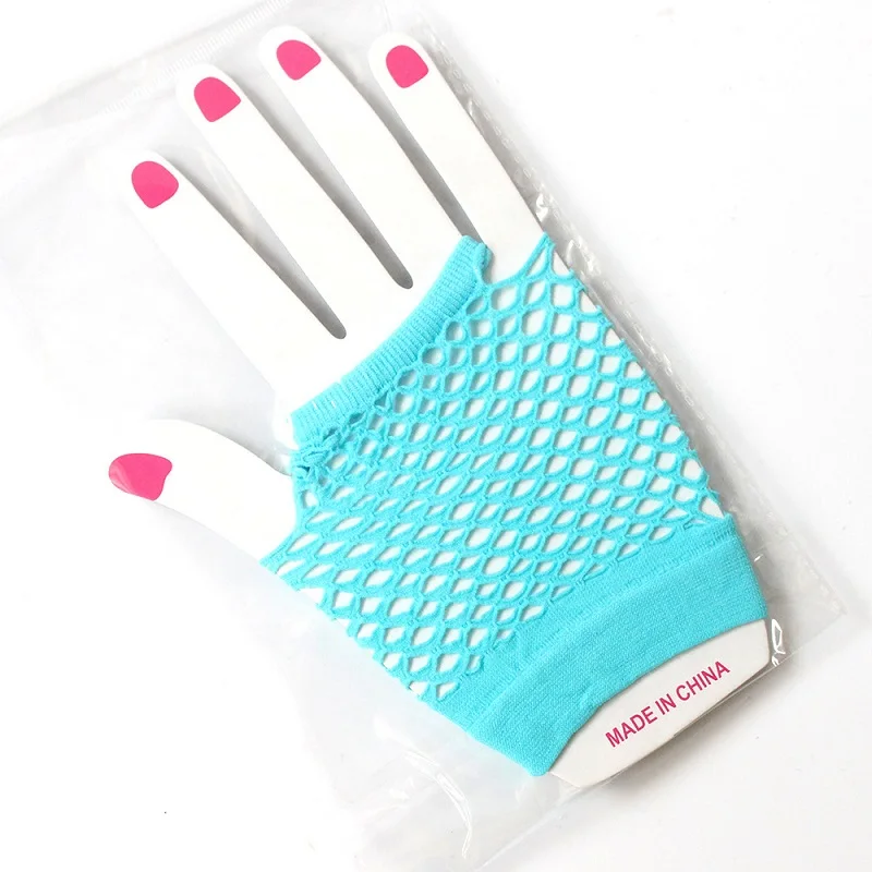 6 Pairs cyan-blue 6 Цвет неоновые перчатки без пальцев Diva Ажурные запястья перчатки Ассорти Неон Цвета(6 пар) ST262 - Цвет: 6 Pairs cyan-blue