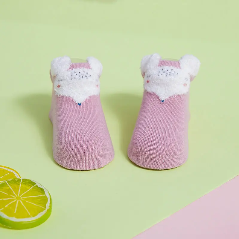 rabbit purple Носки для новорожденных, милые осенне-зимние носки с героями мультфильмов для девочек, тонкие мягкие хлопковые носки для мальчиков, детские носки для младенцев - Цвет: rabbit purple
