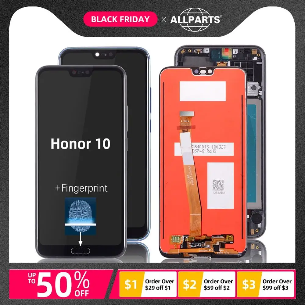 5,8 '' ЖК-дисплей для huawei Honor 10, сенсорный экран, рамка для huawei Honor 10, ЖК-дисплей с отпечатком пальца на Col-L29