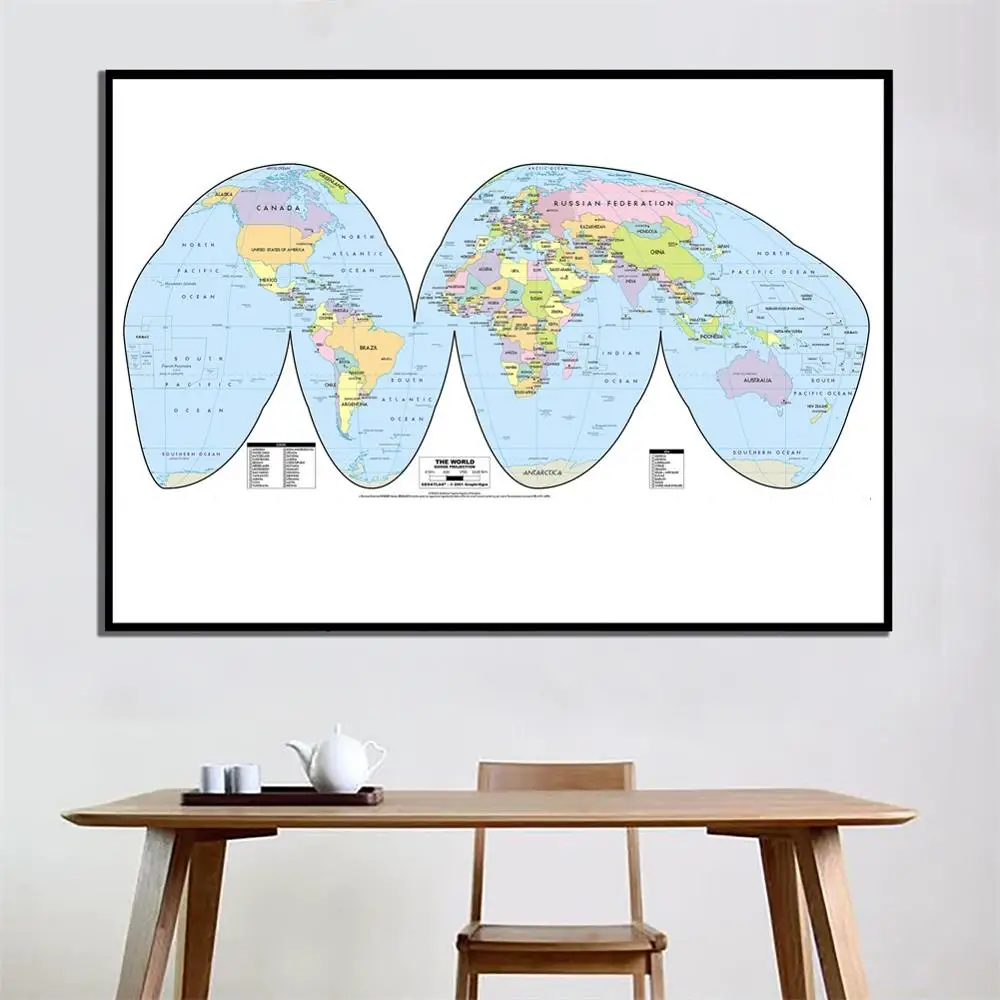 

24x48 inches Goode Projection The World Map HD Office Study Room Wall Decor Canvas Spray Painting