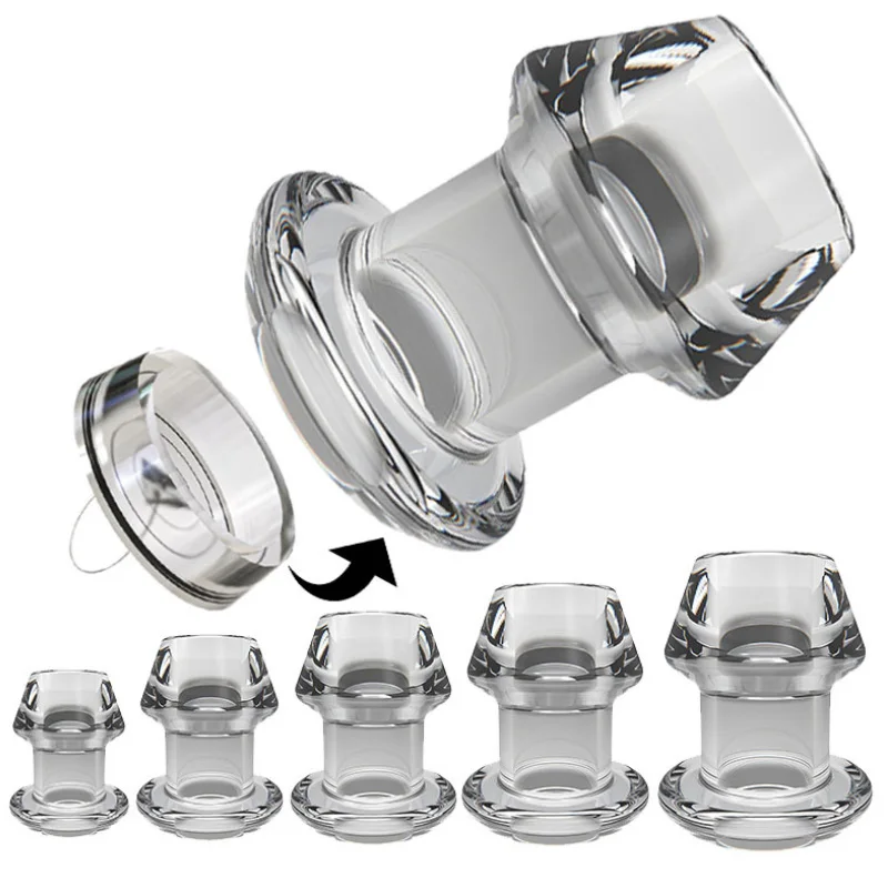 Hollow Anal Plug With Matched Stopper Enema Anal Expander Butt Plug Peep Vagina and Anus Dilation