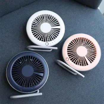 

Double-blade Turbine Table Tiny Round Fan Quiet Operation Adjustable Tilt 5-20 ° Rotating USB Rechargeable Household