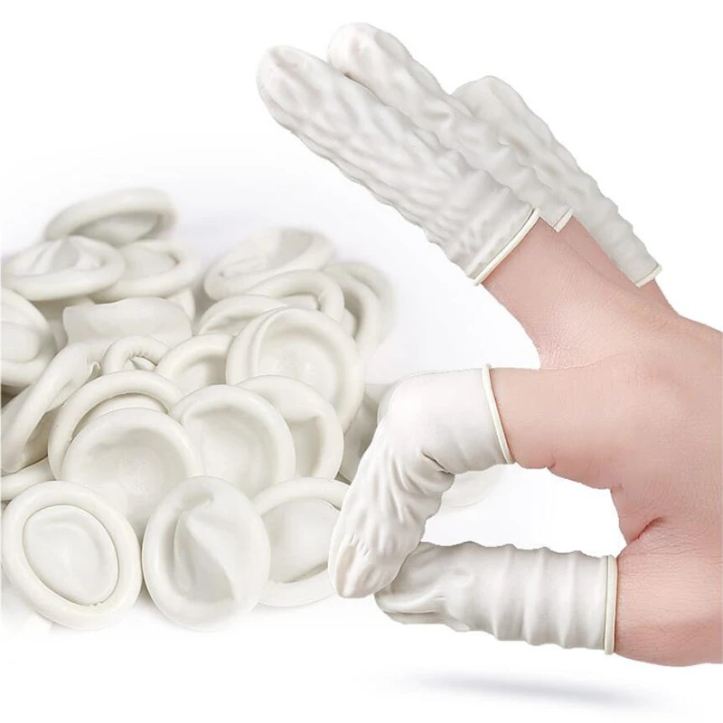 50/100Pcs Natural Rubber Gloves Disposable Finger Cover Non-slip Latex Finger Covers Finger Protector Gloves