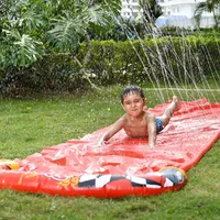 Water Slides Inflatable Water Slide Game Toy Water Toy Double Sliding Cloth Children Grass Outdoor Water Spray Pad Water Ring 2