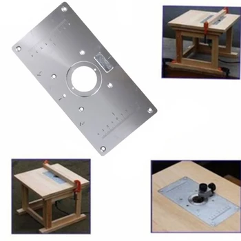 

Silver Router Table Insert Plate+ 4 Rings Screws For Woodworking Benches Parts