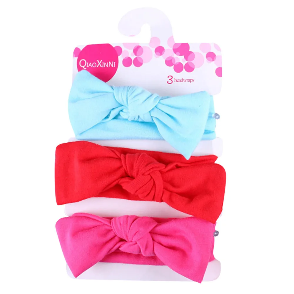 3pcs/lot Cute Bow Baby kids Simple Bunny Ear Bow Hairband Turban Newborn Headbands Hairbands for Kids Baby Hair Accessories