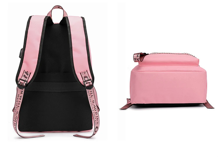 USB женская сумка, светящаяся цепочка, нейлоновый женский рюкзак, школьный рюкзак, школьная дорожная сумка, модная Подростковая сумка для девочек