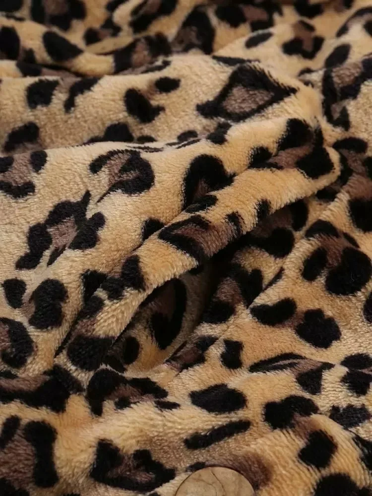 Новое леопардовое пальто, женская Свободная плюшевая теплая верхняя зимняя куртка с капюшоном большого размера, Осеннее Женское пальто 5XL