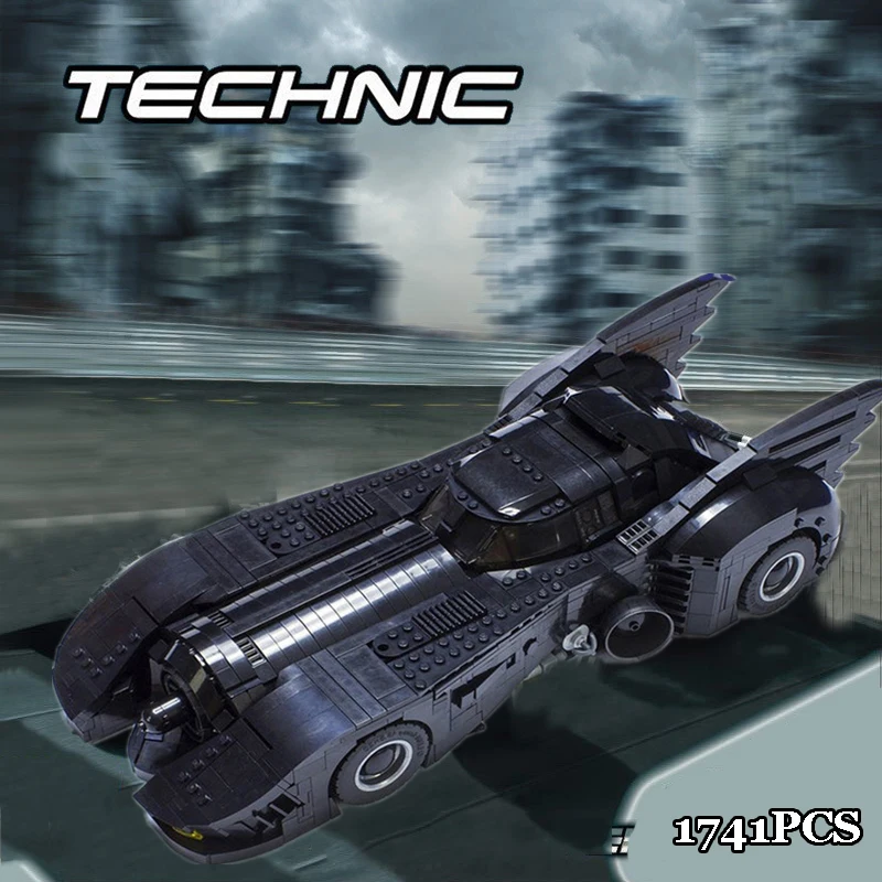 Technic Бэтмен серия MOC светодиодный свет UCS Бэтмобиль 1989 Final 30 1741 шт строительные блоки игрушки для детей Совместимые наборы