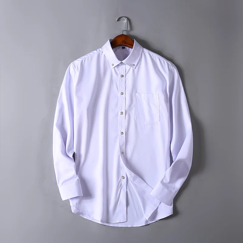 Новая модная мужская Роскошная стильная повседневная рубашка Мужская Свадебная вечеринка платье рубашка с длинными рукавами на пуговицах Топ Блузка мужская одежда 5XL - Цвет: Белый