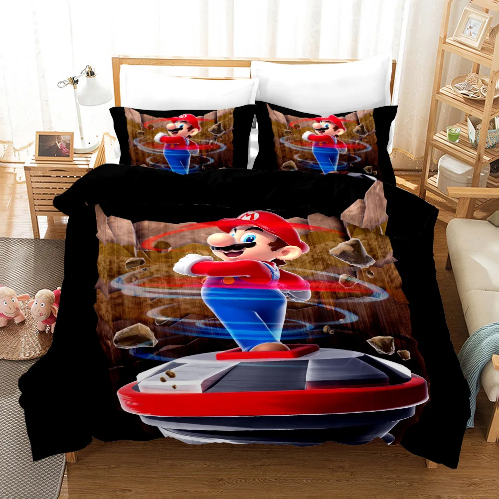 Комплект постельного белья Super Mario Bros, пододеяльники, наволочки, 3D принт, детская комната, мультяшное одеяло, Комплект постельного белья, s постельное белье