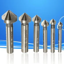 

Round shank 6pcs 3 Flute 90 Degree HSS Chamfer Chamfering Cutter End Mill Tool Countersink Drill Bit Set 6.3-20.5MM