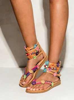 

2020 New Women Sandals Fashion Flip Flops Shoes Roman Sandals Women Flat Shoes Summer Beach Ladies Leather Shoes Sandals