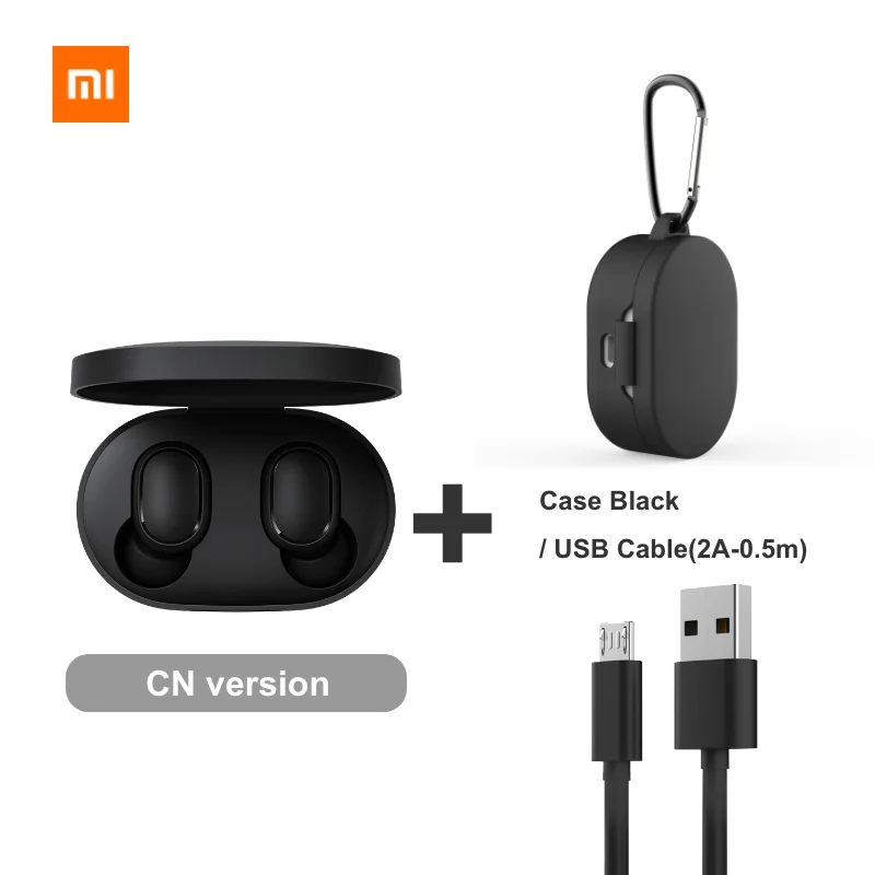 CN Black Cable Xiaomi Redmi Airdots Xiaomi беспроводные наушники Голосовое управление Bluetooth 5,0 шумоподавление управление - Цвет: CN Black Cable