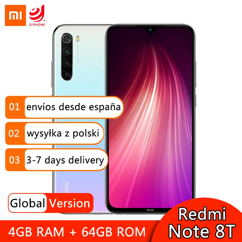 Глобальная версия смартфона Xiaomi Redmi Note 8T 64 ГБ 128 Восьмиядерный процессор Snapdragon 665