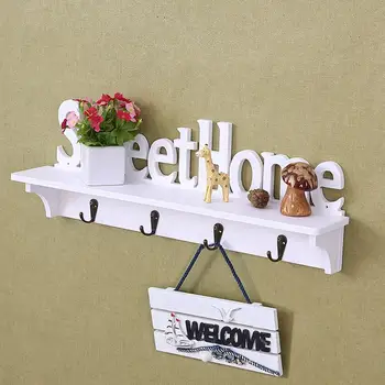 

New Creative Wooden Wall Hook Door Mounted Shelf Holder / Clothes Hat Coat Hook Key Wall Organizer Rack Mounted
