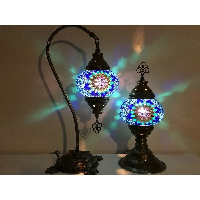 Набор Турецкая мозаичная лампа ручной работы настольная с лебедем на шею