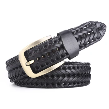 

Men Women Buckle Casual Soft Handmade Woven Durable Classic Retro Jeans Belt Hand Knitted Leather Belt