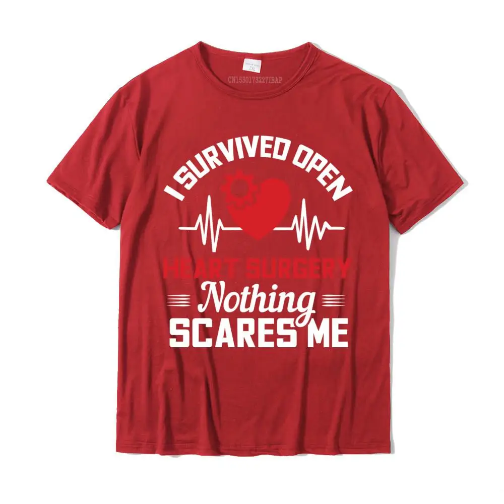 Fitness Tight Printed On T Shirts for Students Newest NEW YEAR DAY O Neck Pure Cotton Short Sleeve T Shirts Tops T Shirt I Survived Open Heart Surgery Nothing Scares Me Gift Pullover Hoodie__MZ16174 red