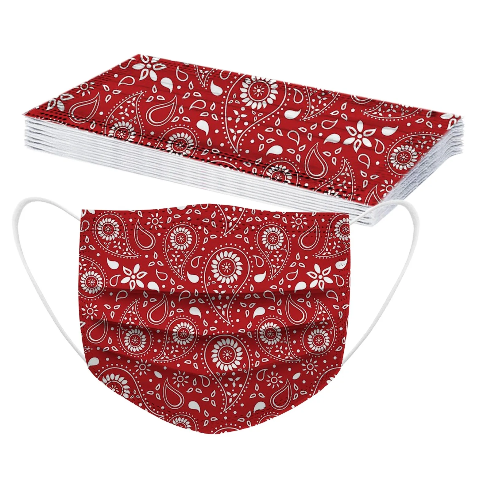 Face Mask 10/50/100PCS Adult's Paisley Print Disposable 3Ply Ear Loop Floral маска Mascarillas