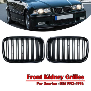 

Front Grill Grilles Kidney Grill Replacement for BMW E36 3 Series 1992-1996 Double Slat Sport Style Gloss Black