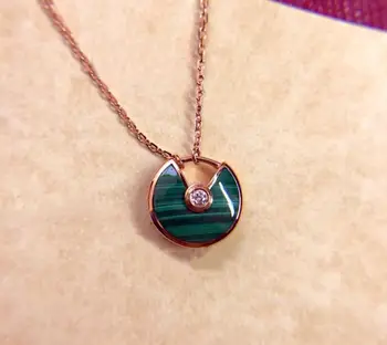 

1:1 C 925 sterling silver necklace. Classic label. malachite. Rose gold. Female. Holiday gifts.