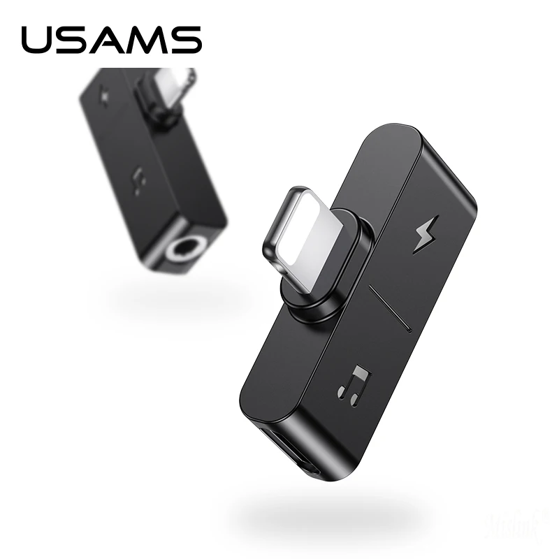 USAMS 2 в 1 для apple Lightning до 3,5 мм разъем для наушников адаптер для iPhone xs max xr 8 7 6 plus 11 аудио зарядное устройство конвертер aux