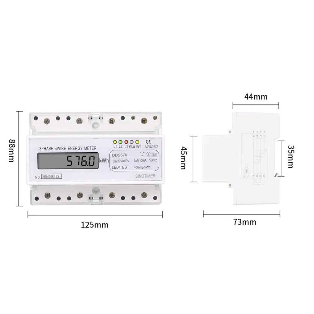 SINOTIMER DDS576 трехфазный 4 провода 7P ЖК-цифровой ваттметр энергопотребление din-рейка Электрический счетчик переменного тока 380 В