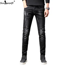 Дизайн зимние мужские теплые джинсы с эластичной резинкой на талии полная длина ковбойские брюки повседневные обтягивающие брюки Мужская брендовая одежда 28-38