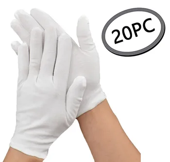 

Medium Thick White Cotton Sweat-proof Breathable Elastic White Gloves 20pc Glove Cleaning Rubber Tools Kitchen Accessories