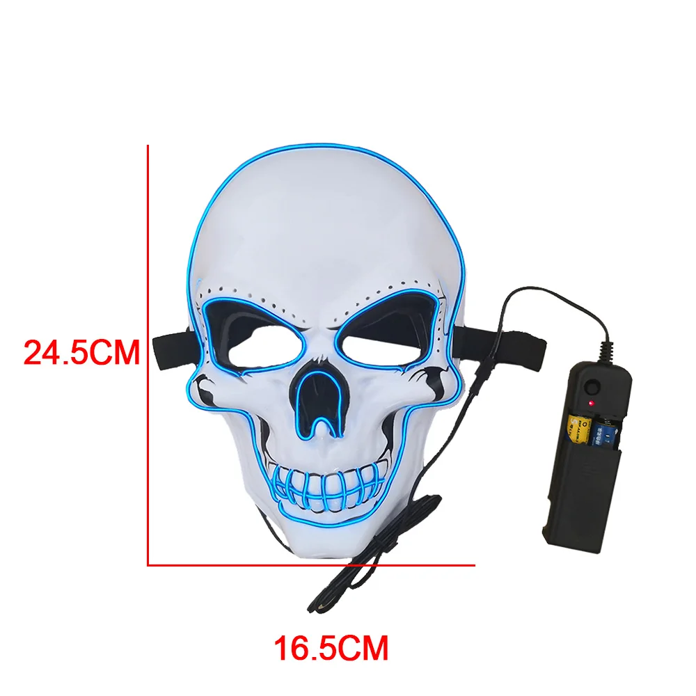 Хэллоуин вечерние светодиодный неоновый Skul маска маскарадные маски косплей светодиодный костюм светящаяся маска 3 режима светодиодный провод вверх маскарадный свет