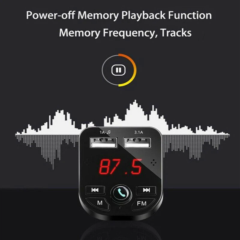 

Bluetooth Version 5.1 New Style Lossless Sound Quality Car MP3 Player FM Transmitters With Double USB Smart Charge