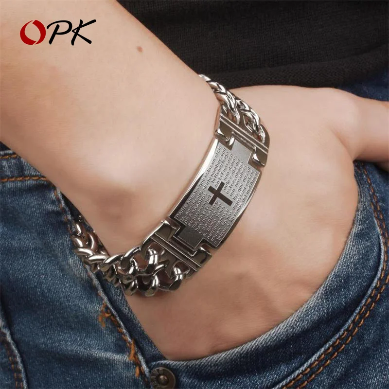 OPK мужской Браслет Крест корейский стиль INS забудьте завидовать простой и благородный браслет мужские ювелирные изделия панк модный браслет tiff