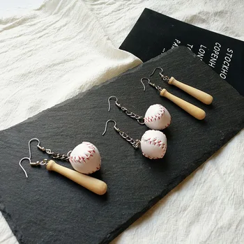 

New Arrival Creative Funny Irregular Baseball Basketball Drop Earrings Long Tassel Exaggerated Dangle Earrings Jewelry Brincos