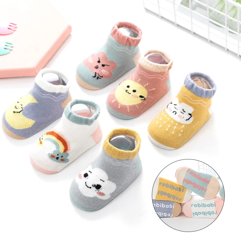 Primavera camiseta bebé calcetines de alta calidad nuevo de punto suave bebé recién nacido niños niñas niños antideslizante calcetines de algodón de moda de Cute0-3