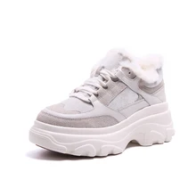 Новинка года; зимние женские ботинки; теплые высокие кроссовки из искусственной замши; женские повседневные зимние ботинки с толстым плюшем; женская обувь для пеших прогулок