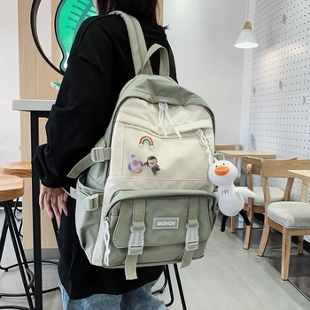 

Cute Panelled Women's Backpacks Harajuku Female Schoolbag for Girls Korean High School Students Campus Backpack Woman Luxury New