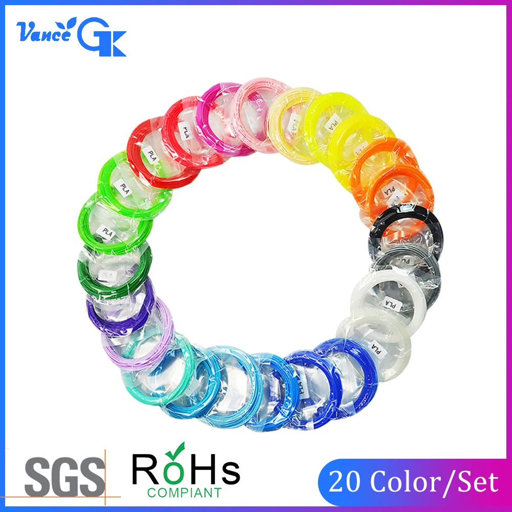 

20 Colors 5M 1.75mm PLA 3D Printer Filament For FDM Drawing Print Pen MakerBot RepRap