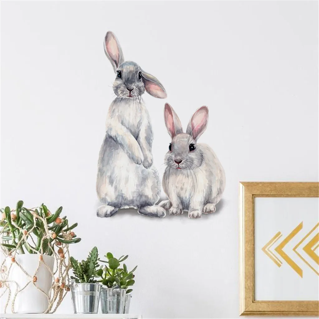 

KAKUDER Cute Rabbit Background Wall Stickers 30x40cm Removable PVC Living room Mural Arts Bedroom Home Decor pegatinas drop ship