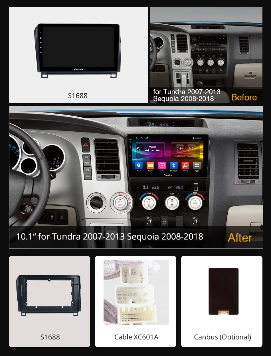 Ownice K1 K2 K3 K5 K6 Восьмиядерный Android 9 0 автомобильный dvd GPS плеер для Toyota Tundra 2007 2013 Sequoia