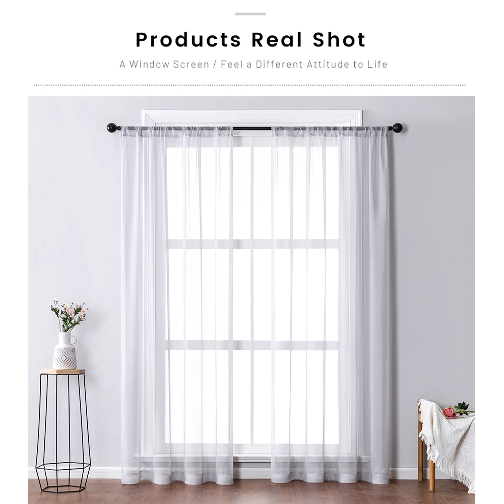 BILEEHOME Solid White Tulle Sheer Window Curtains for Living Room the Bedroom Modern Tulle Voile Organza Curtains Fabric Drapes