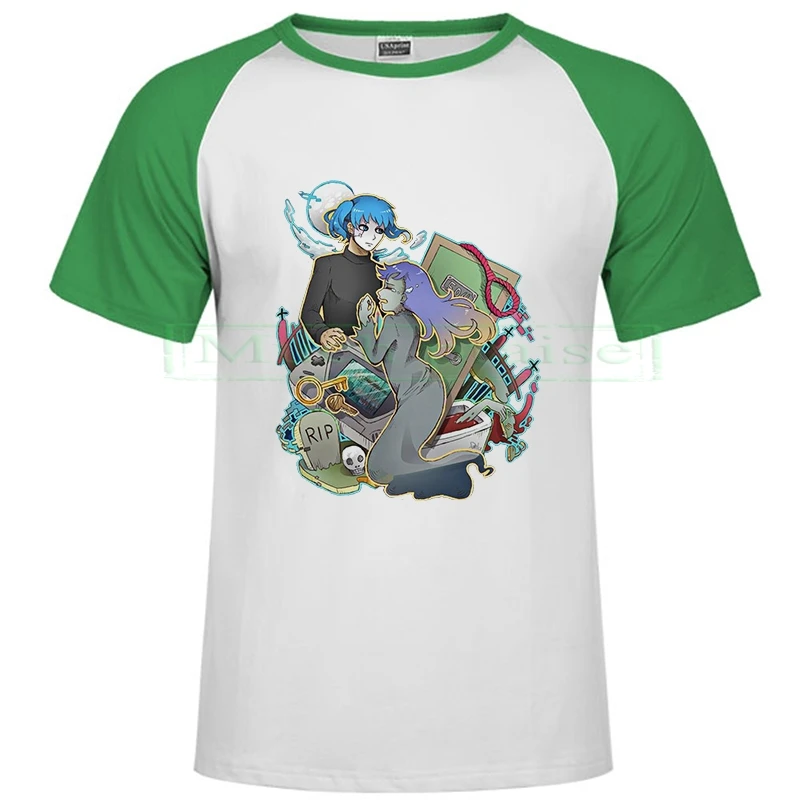 Raglan green 147 Новинка, мужские футболки Sally face, зеленая, белая, мужская мода, мультяшная футболка, Sally Face, цельные повседневные футболки, уличная одежда, топы - Цвет: Raglan green 147