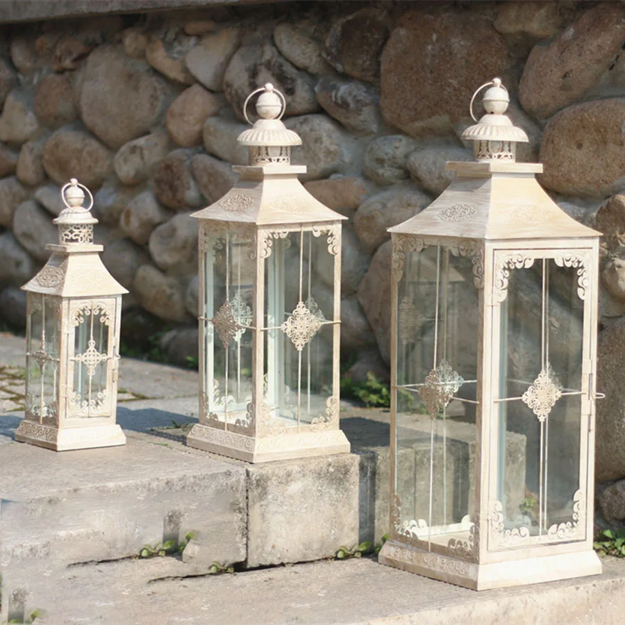 Creative Chinese Style Candle Holders Wrought Iron Floor Wind Lamp