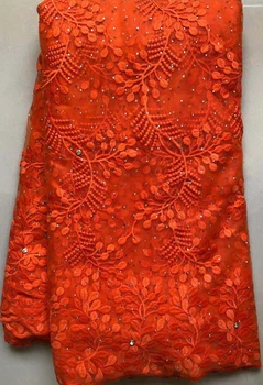 

Latest ORANGE French Nigerian Laces Fabrics High Quality Tulle African Laces Fabric Wedding party French Tulle Lace FLL4584