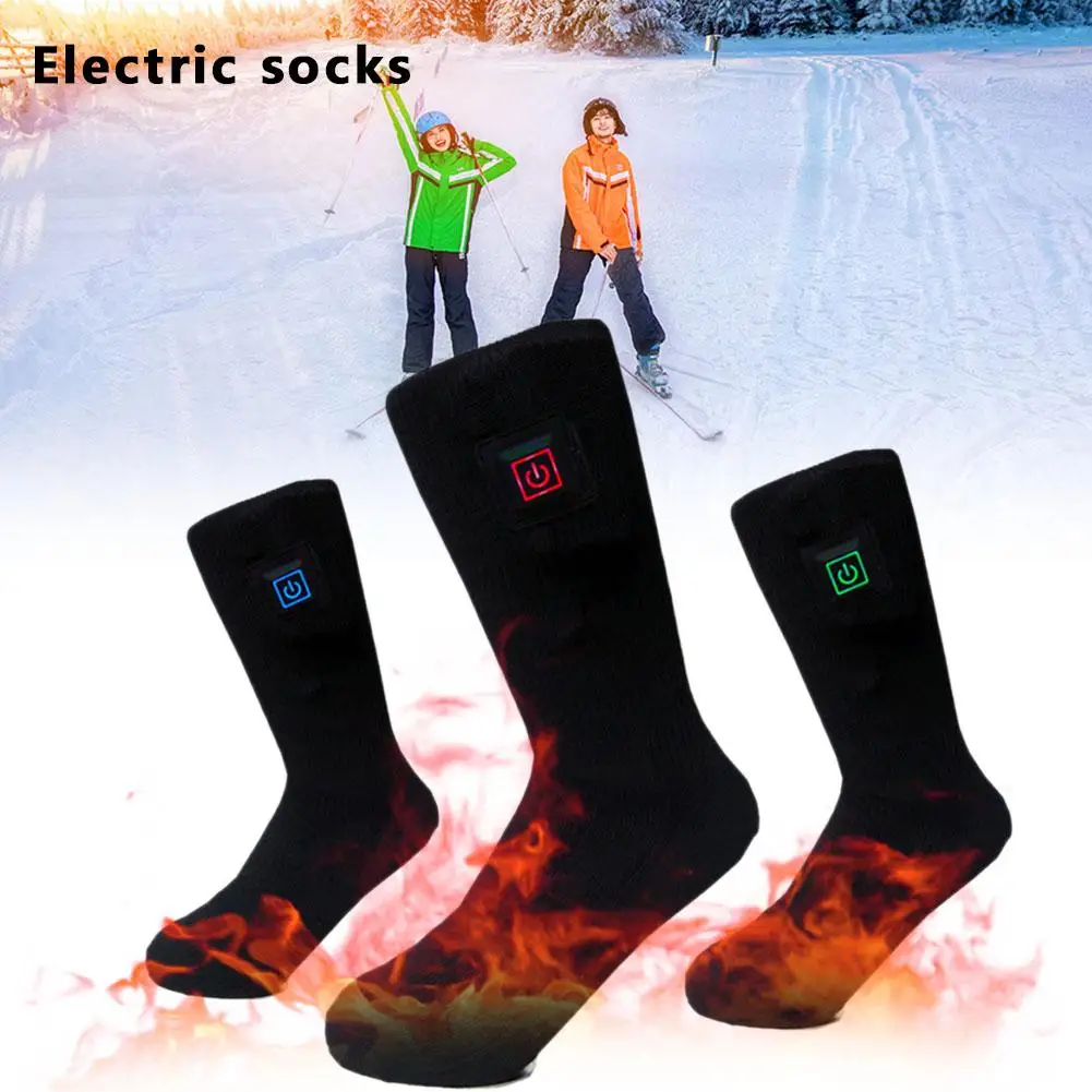 Толстые теплые носки 4,5 V с подогревом, электрические носки с перезаряжаемой батареей, зимние уличные лыжные велосипедные спортивные теплые носки для женщин и мужчин