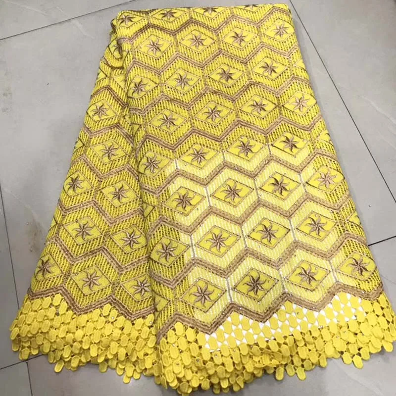 

Yellow/Gold Line 2019 New Design African French Guipure Lace For Wedding High Quality Nigerian Cord Lace Fabric Swiss Voile Lace