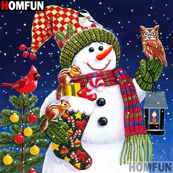 

HOMFUN Diamond Painting Cross Stitch Pattern 5D Diamond Embroidery "Christmas snowman" Home Decor DIY diamond Art A30029