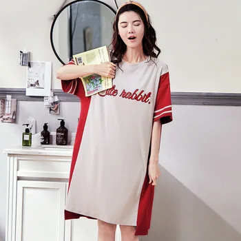

2020 Summer Female Pajama Sport Casual Dress Cotton Women Home Dress Comfortable Homewear Girls Student Sleepwear M-2XL Hot Sale
