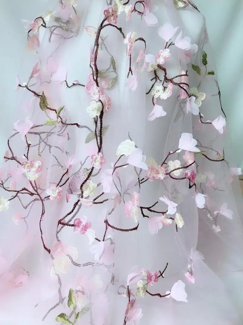 1 ярд Красивая Цветочная цветочная ткань мягкая Тюлевая кружевная для свадебных